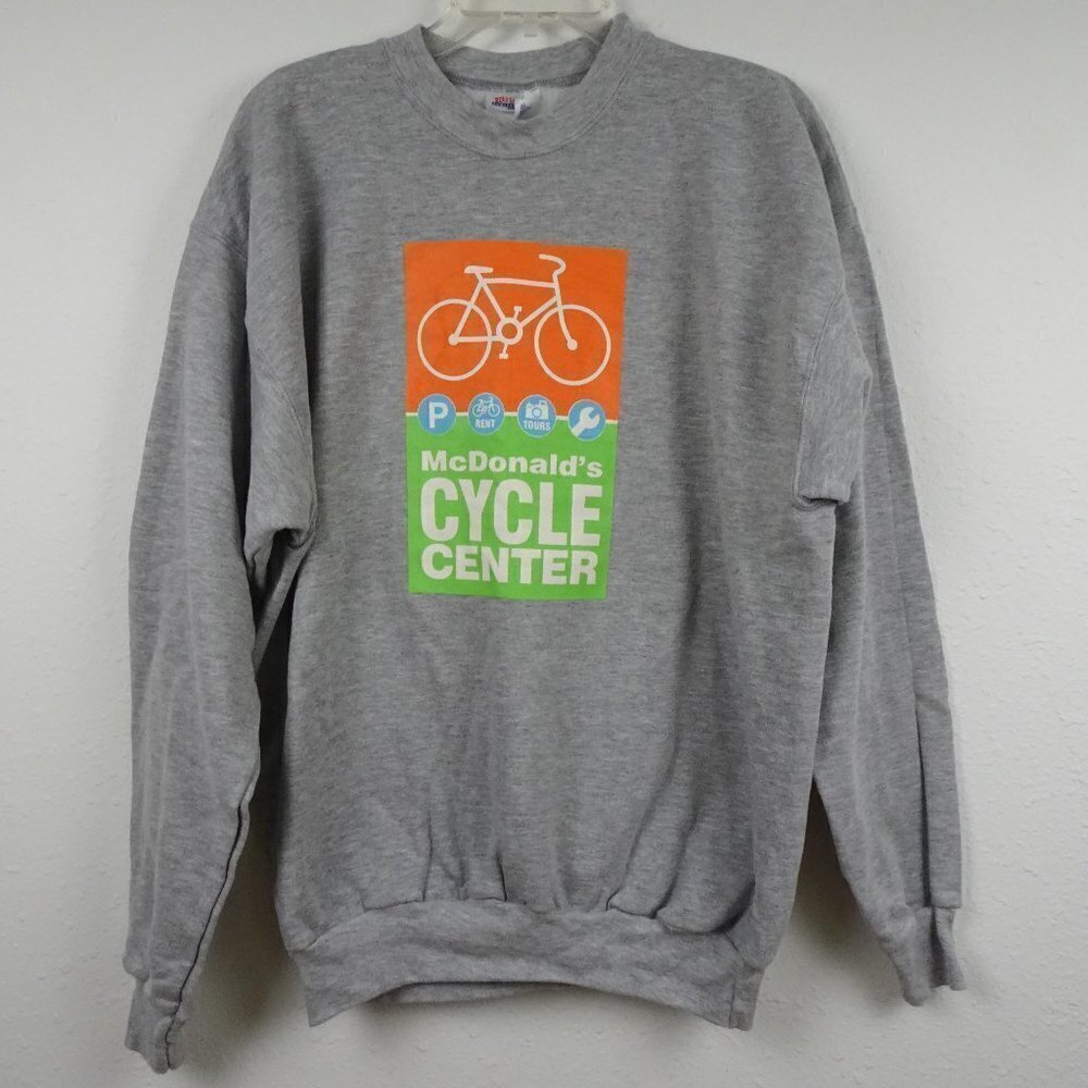 Chicago McDonald's Cycle Center Sweatshirt Men's L Gray Pullover Fleece Lined